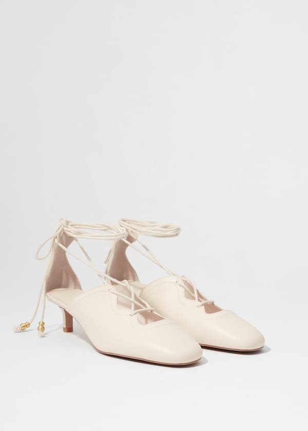 Lace-Up Leather Pumps