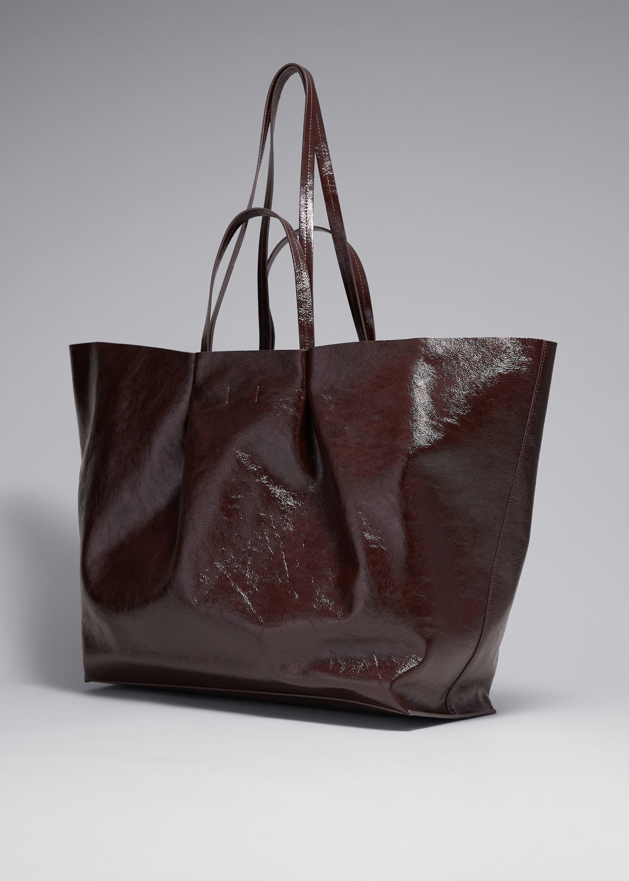 Sac cabas XL - Cuir verni bordeaux - Still Life