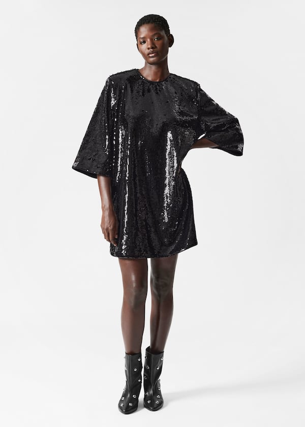 Sequined Mini Shift Dress