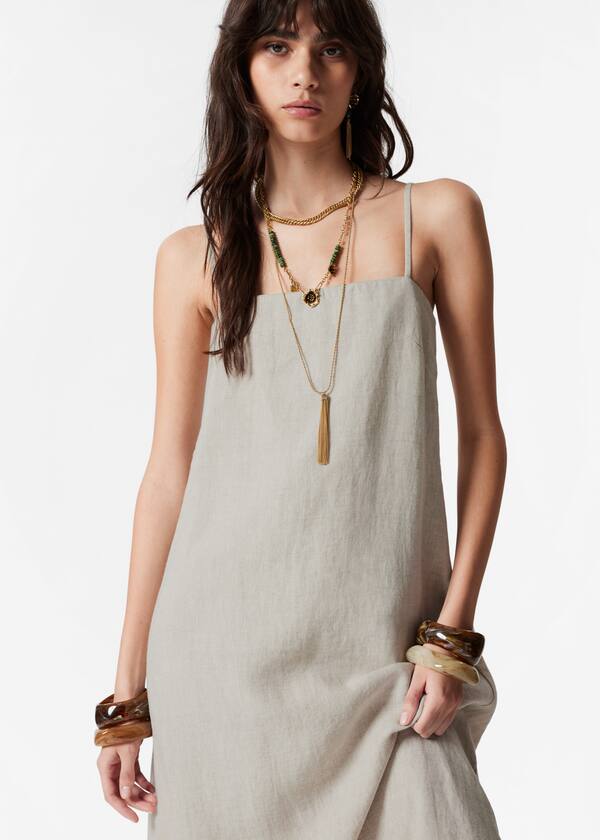Strappy Linen Maxi Dress