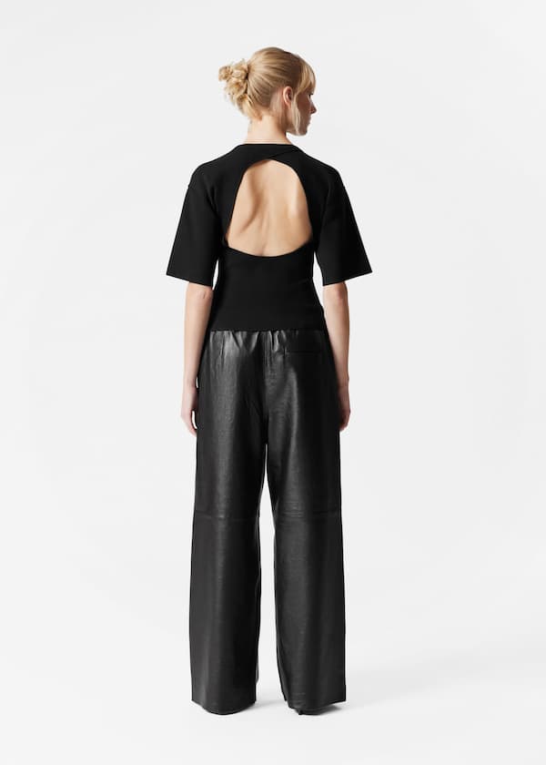 Wide-Sleeve Open-Back Top