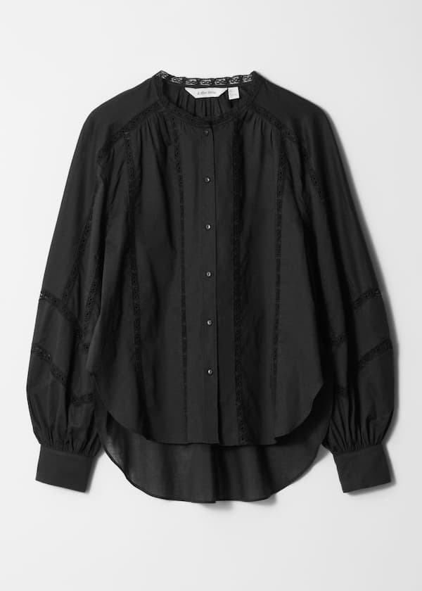 Voluminous Lace-trimmed Blouse