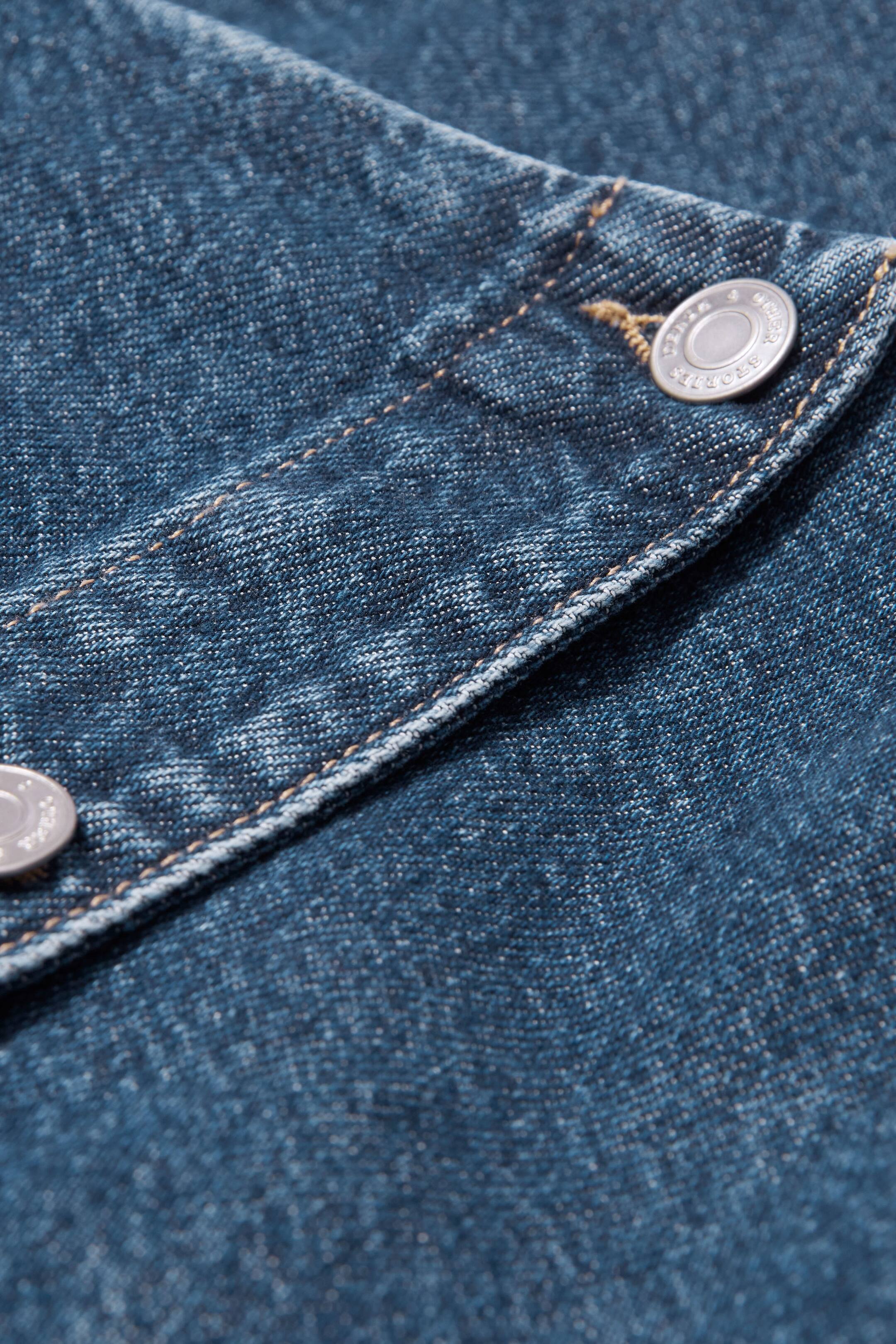 Jupe portefeuille midi en denim - {{variantName}} - Descriptive Detail