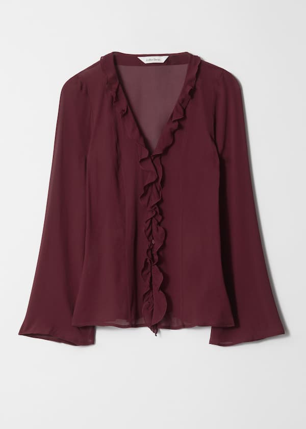 V-Neck Ruffle Blouse