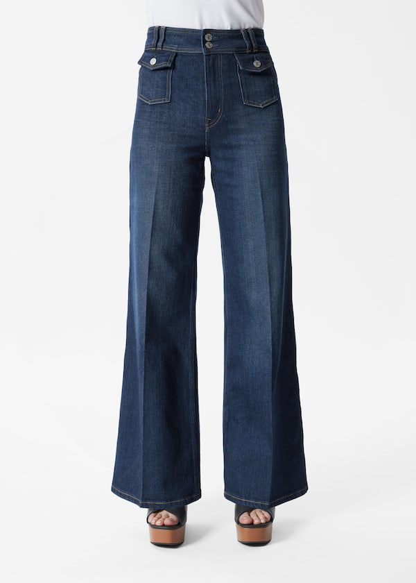 Press-Crease Flared Jeans