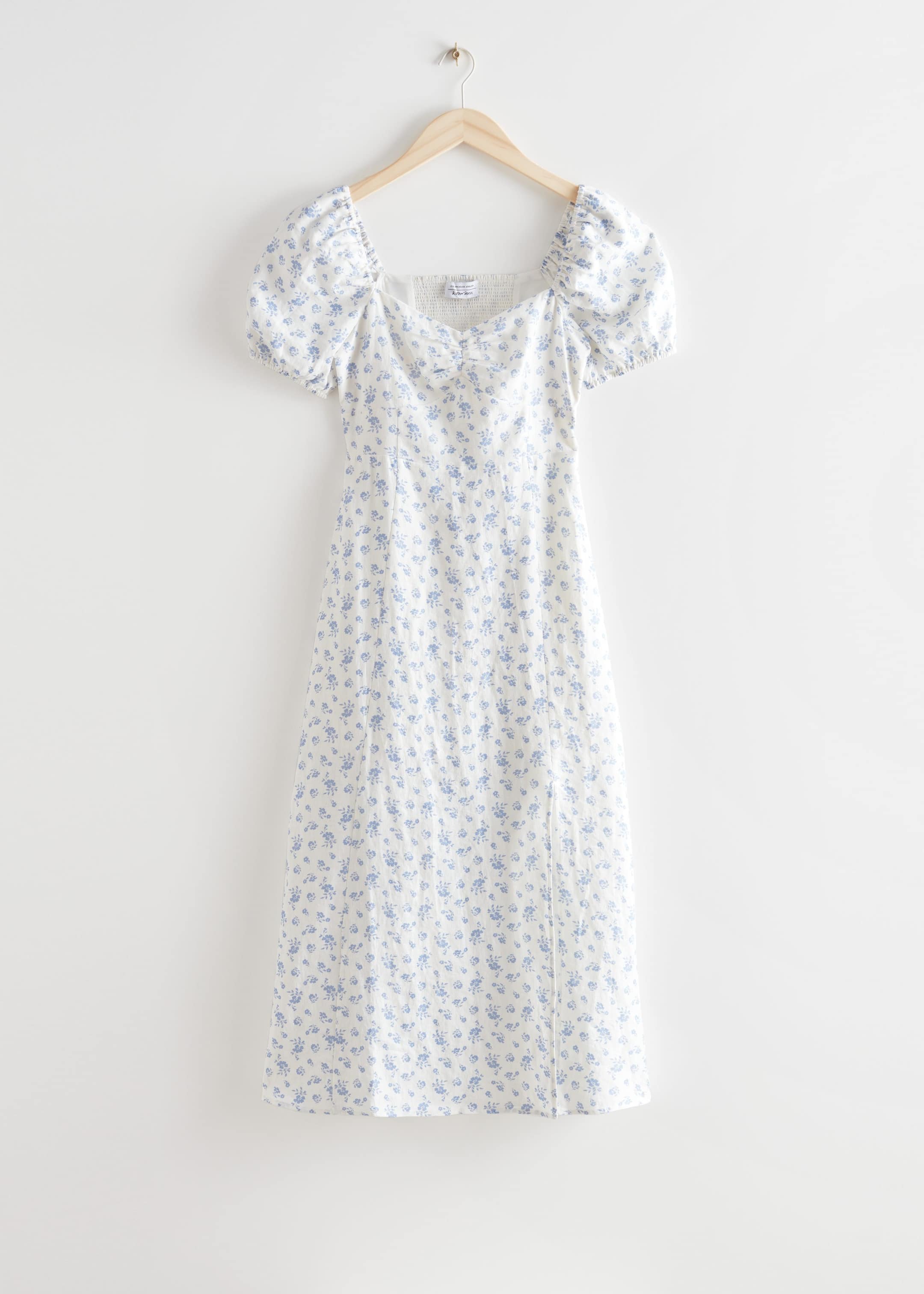 Puff Sleeve Midi Dress - Cream Floral Print - Still Life