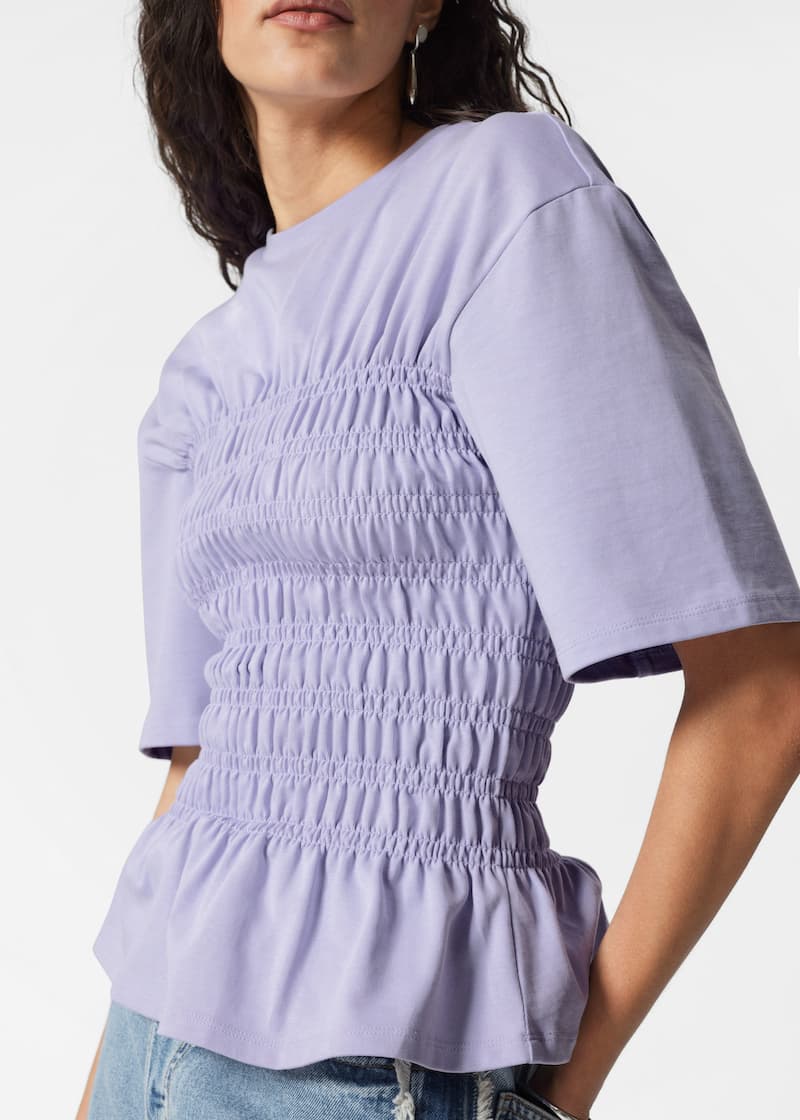 Smocked Crewneck Top