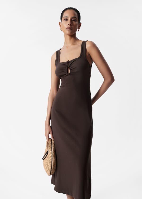 Buckle-Detailed Midi Dress