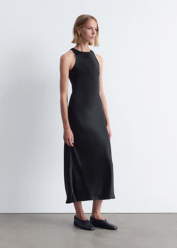 Slim Satin Midi Dress