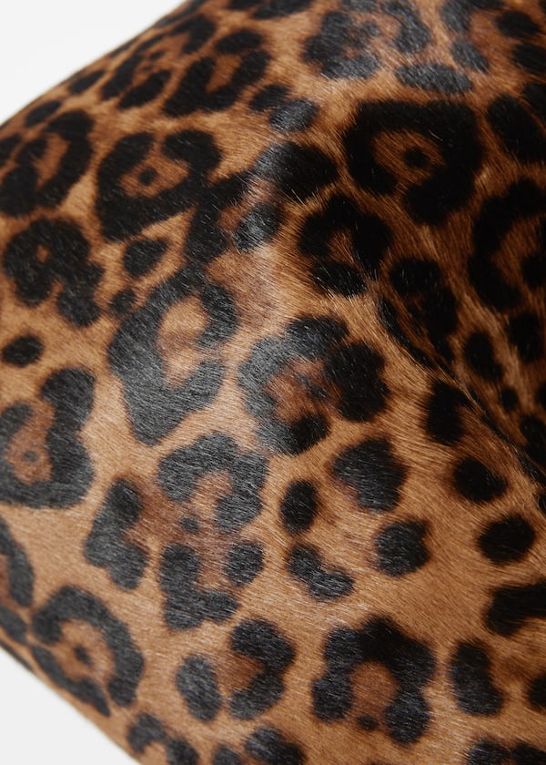Leopard-Print Leather Tote Bag
