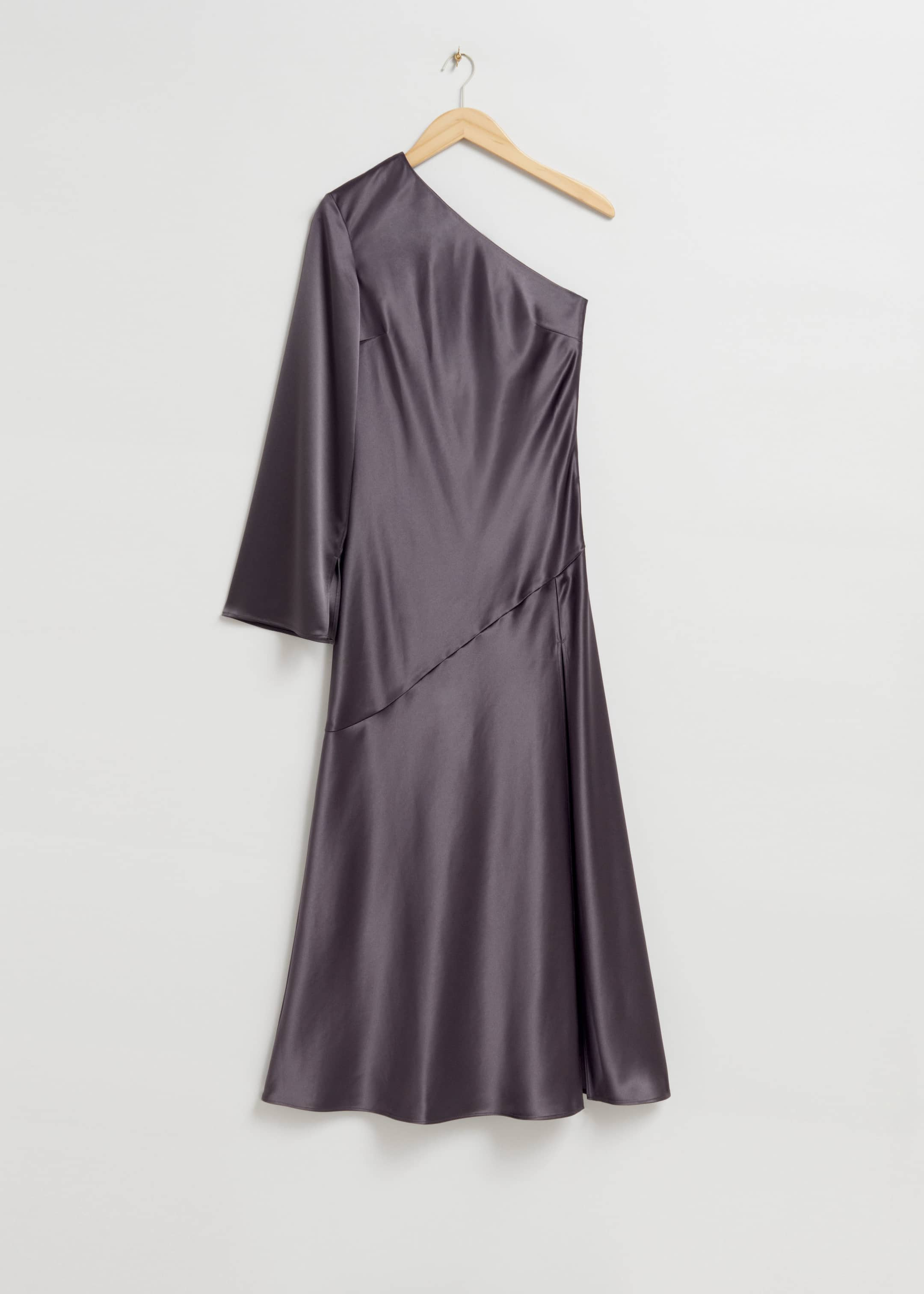 Asymmetric Off-Shoulder Dress - Dark Purple - Still Life