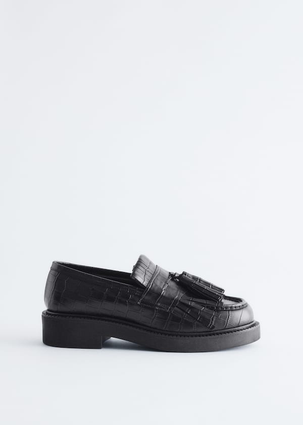 Chunky Croco Leather Loafers