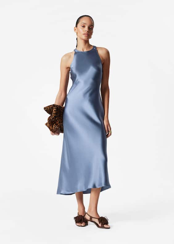 Sleeveless Satin Midi Dress