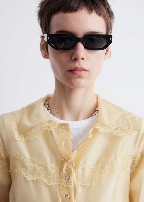 Long-Sleeve Lace Blouse
