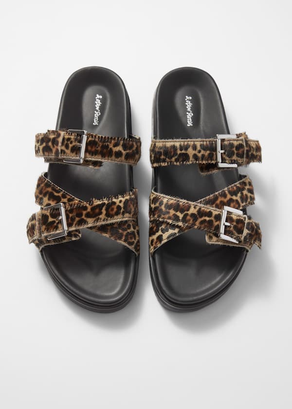 Cross-Strap Leather Sandals