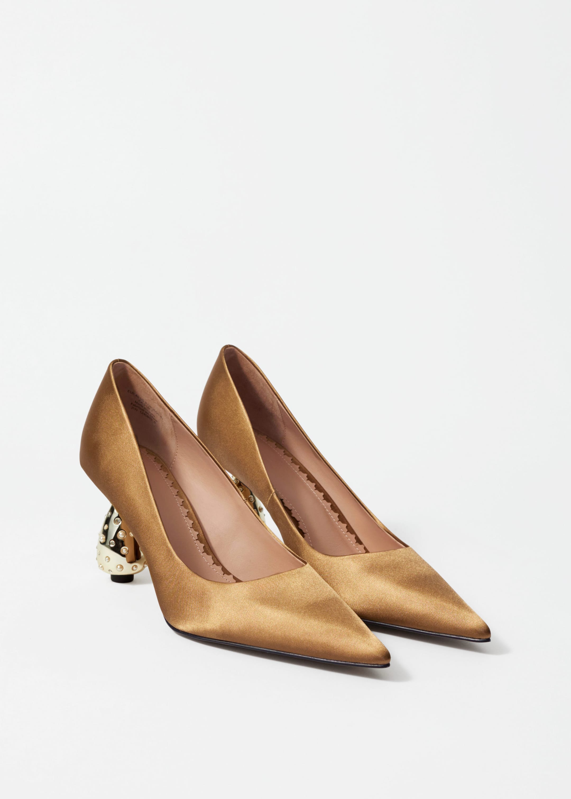 Droplet-Heel Satin Pumps - Gold - Still Life