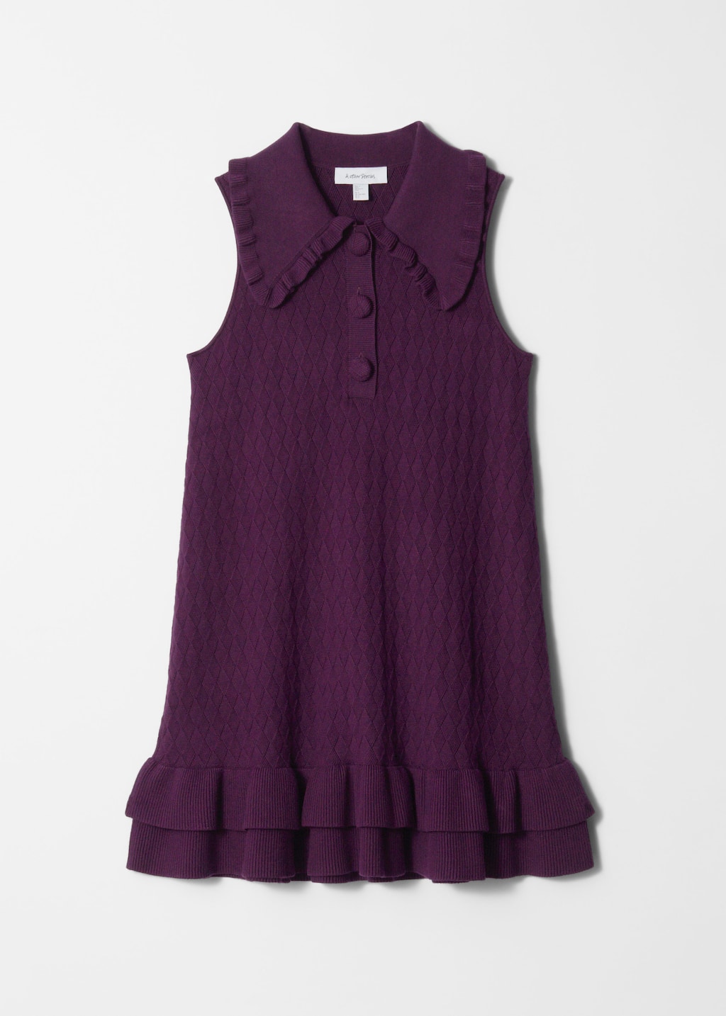 & Other Stories ♥ Knit Frill Mini Dress/追跡付 Knitted Frill Mini Dress - Dark Purple - Knitted dresses