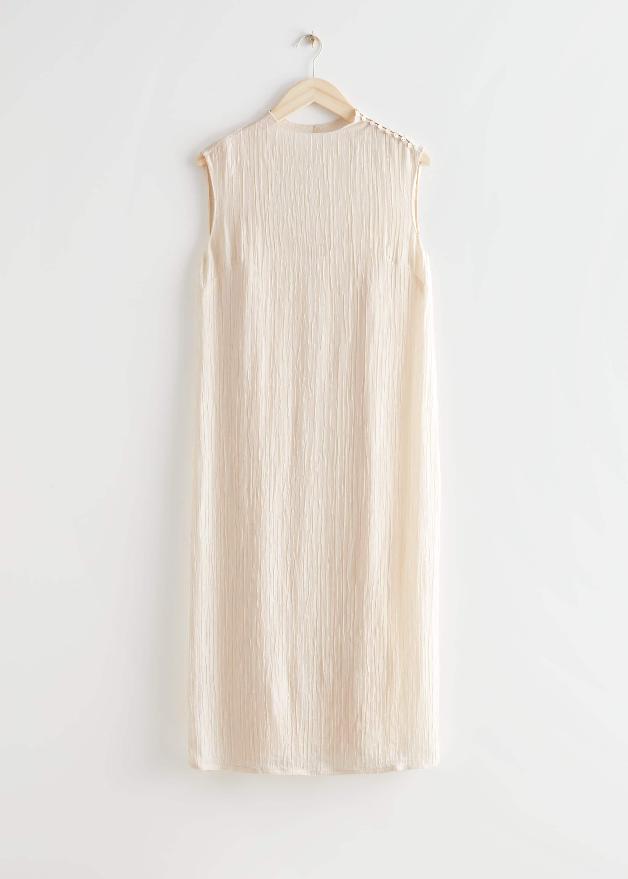 Crinkled Mock Neck Midi Dress - Cream - Still Life