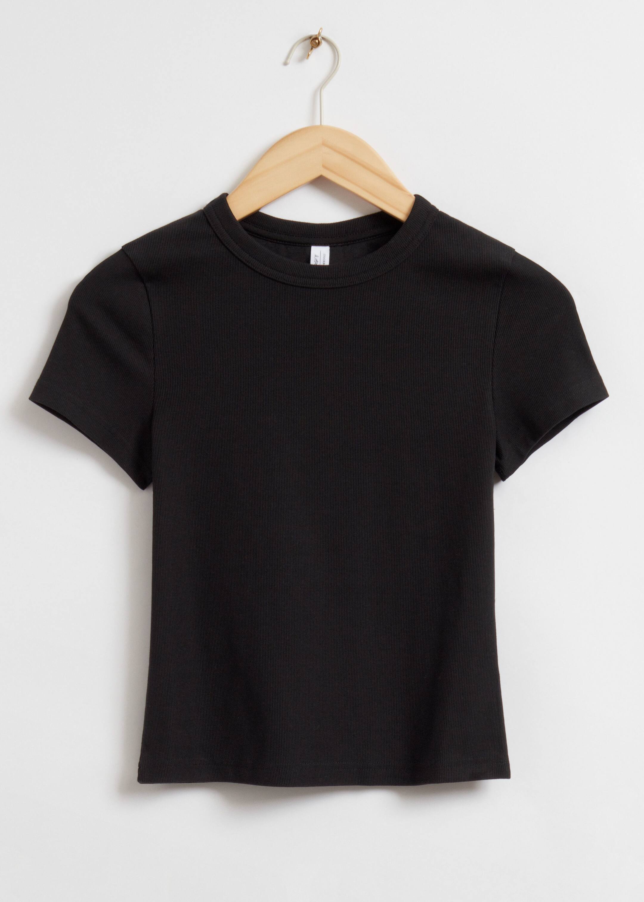 Image of Ribbed Cropped T-Shirt