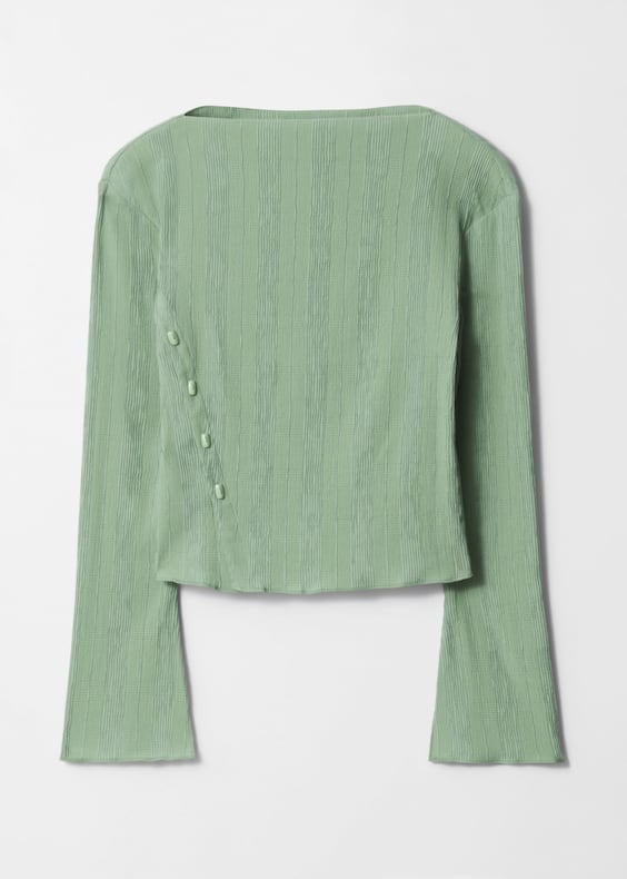 Boat-Neck Flared-Sleeve Top