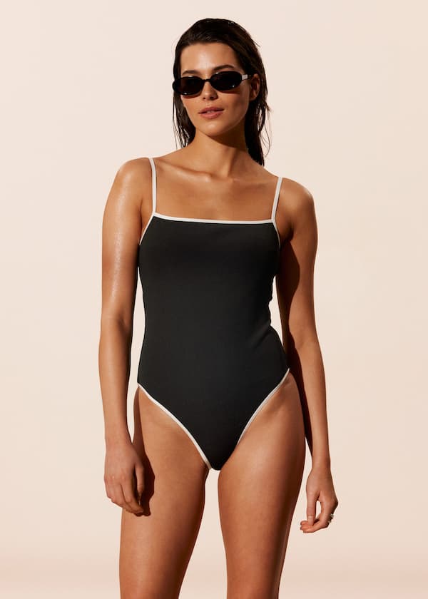 Contrast-Trim Swimsuit