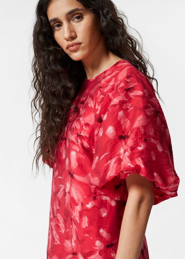Puff-Sleeve Mini Dress
