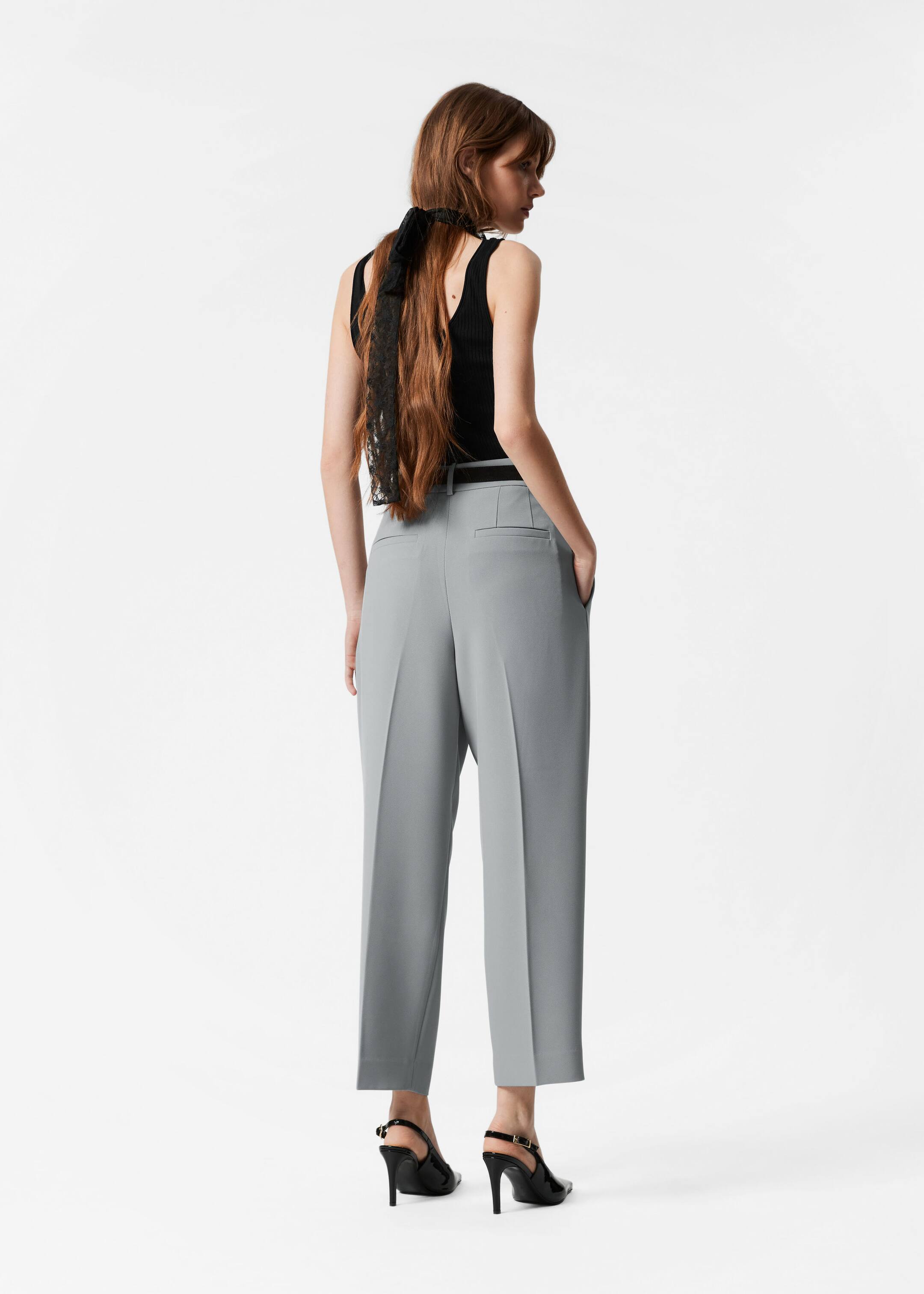 Tailored Tapered Trousers - Beige - Lookbook