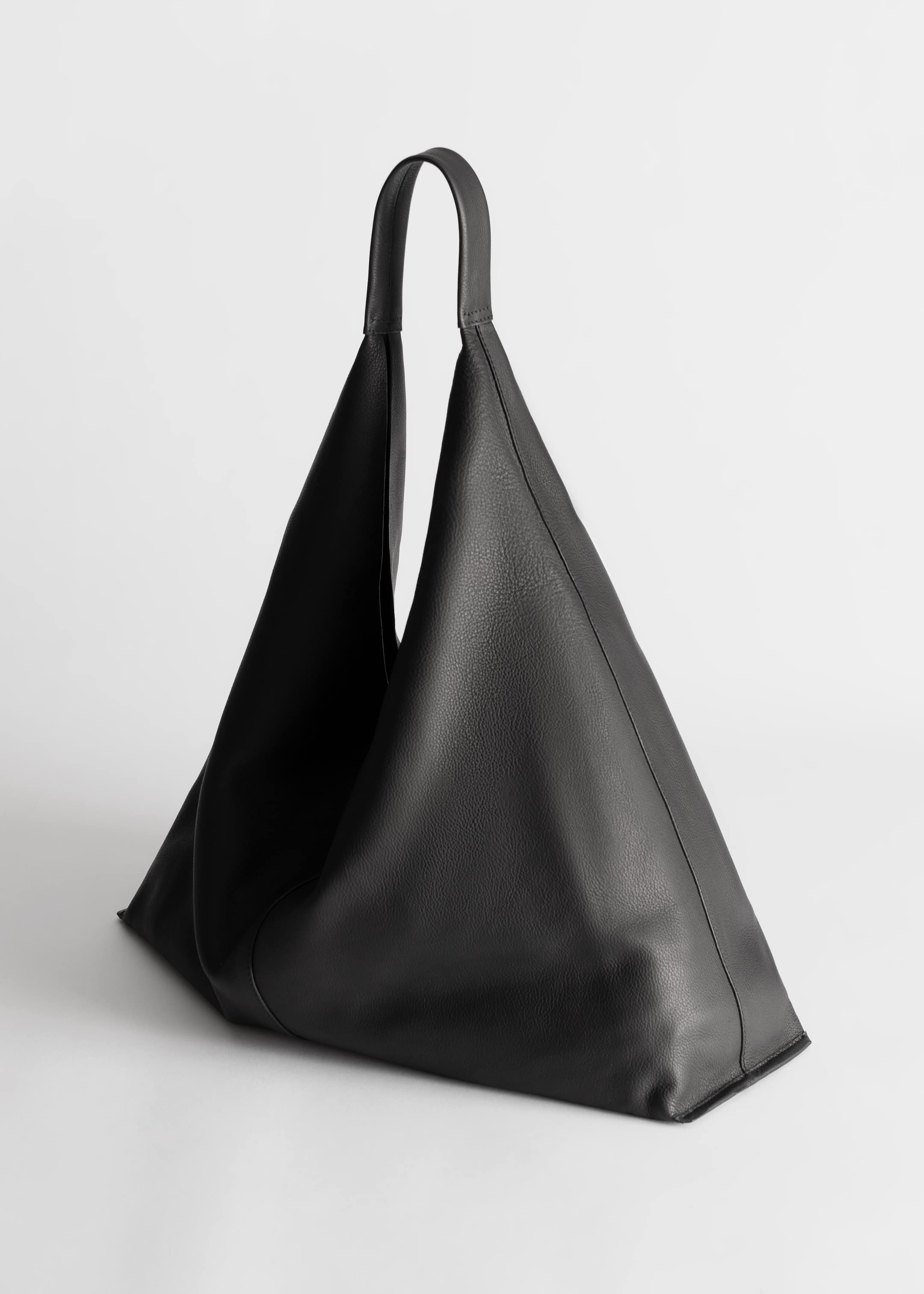 Slouchy Leather Tote - Black - Still Life