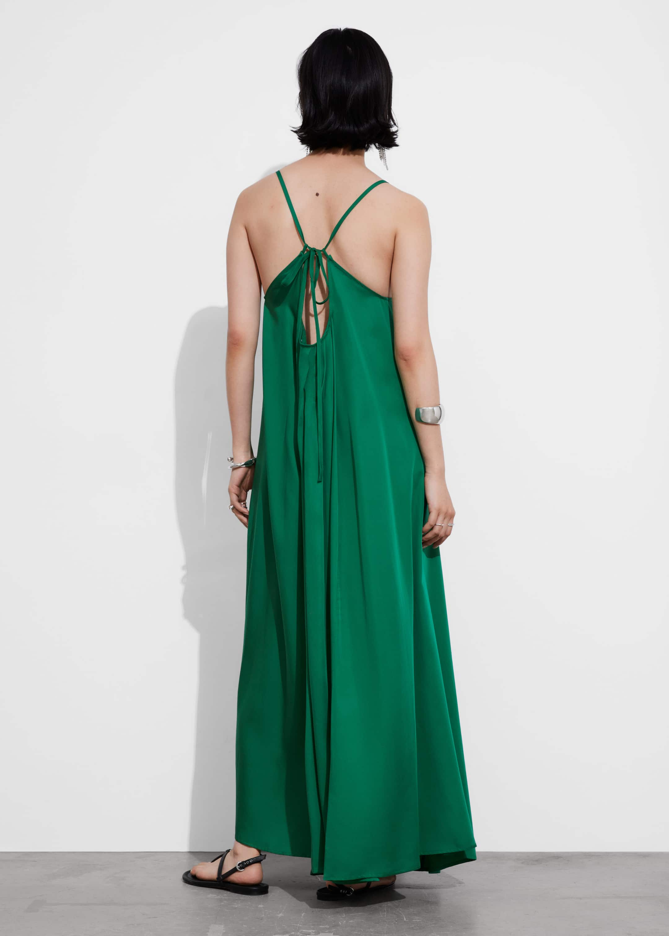 Pleated Halterneck Maxi Dress - Green Florals - Lookbook