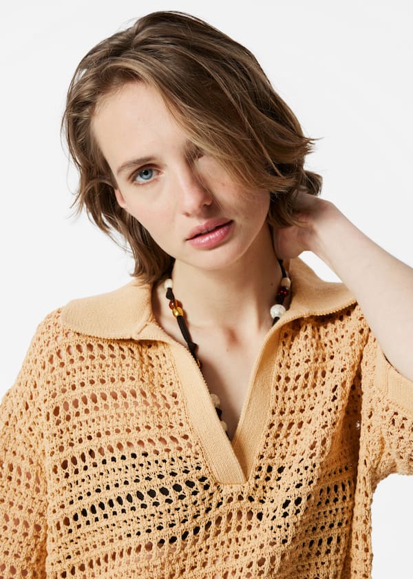 Pointelle-Knit Polo Shirt