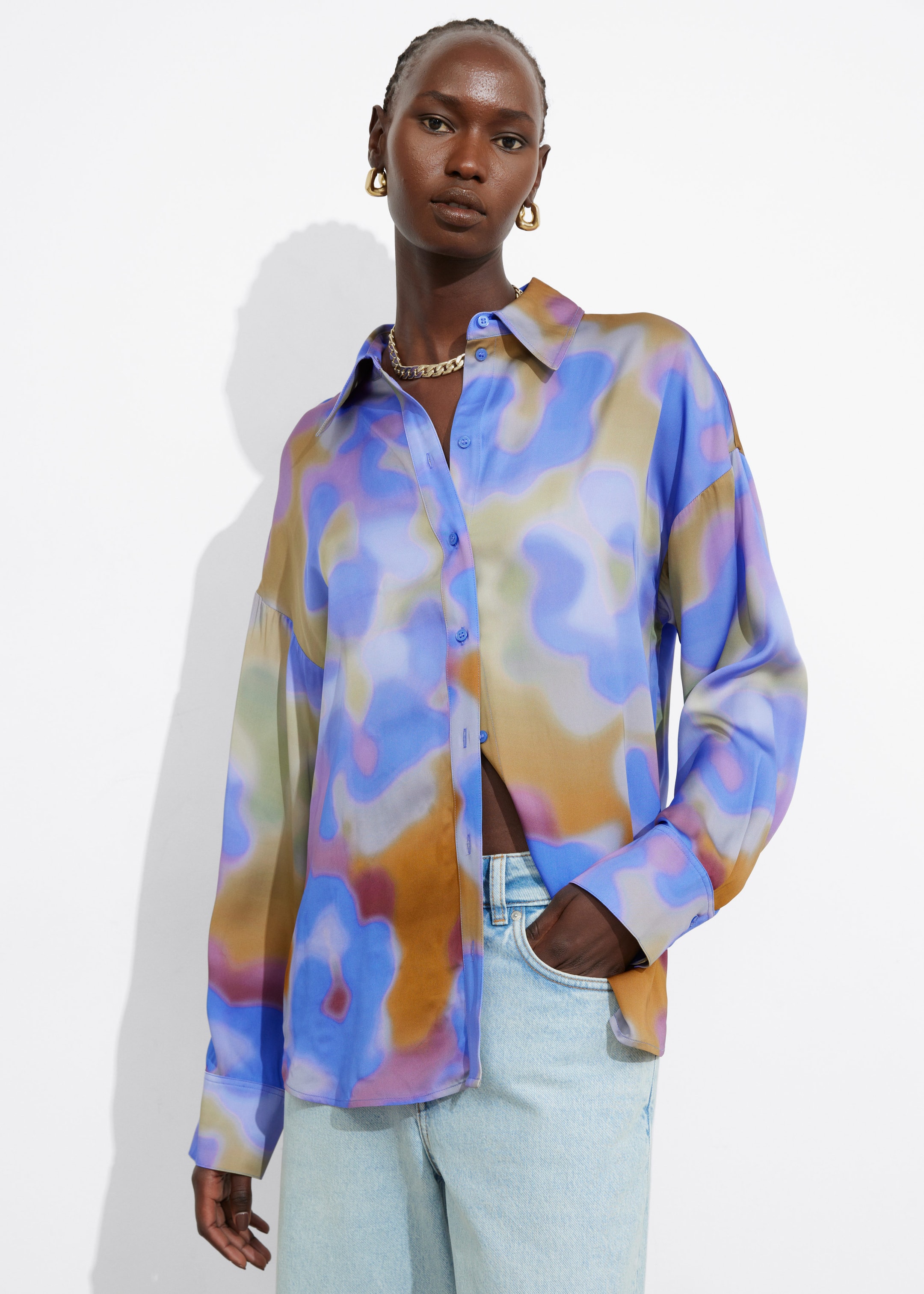 Image of Printed Satin Shirt