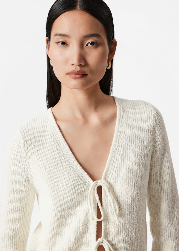 Knitted Tie-Detail Cardigan