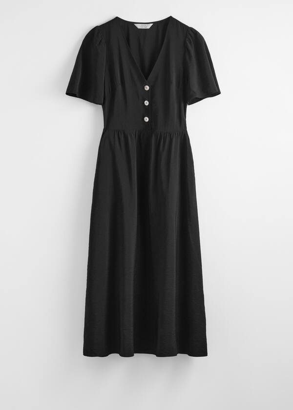 Flutter-Sleeve Midi Dress