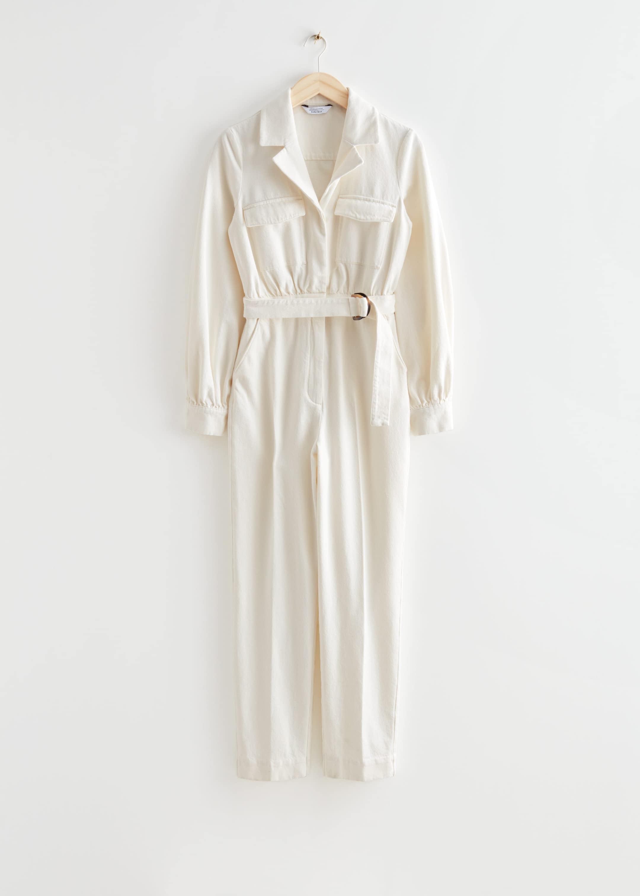 Belted Denim Jumpsuit White Jumpsuits Other Stories NL