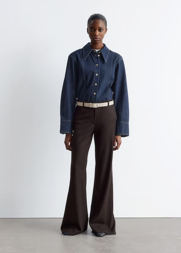 Topstitched Denim Shirt