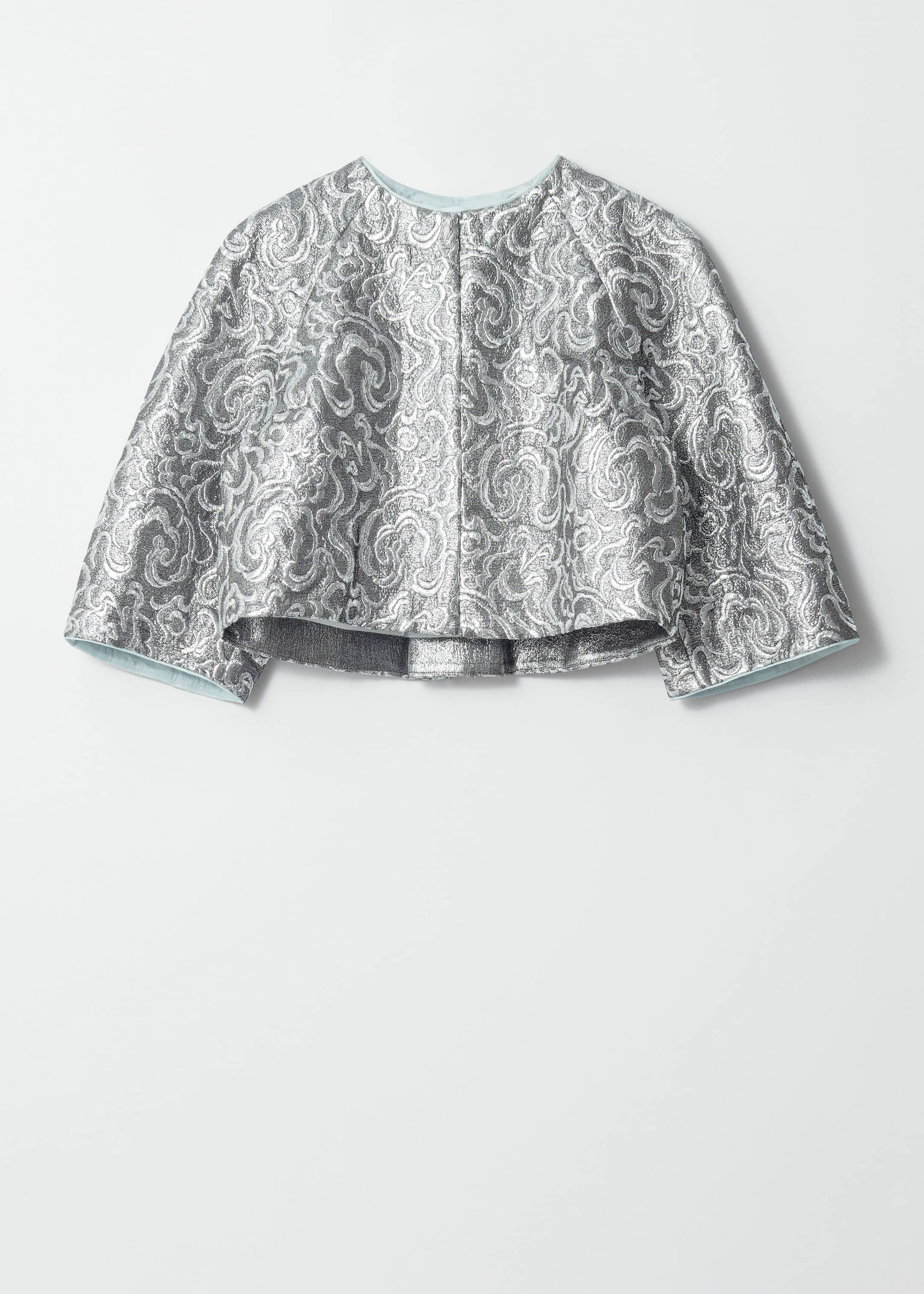 Cropped Metallic Jacquard Jacket - Silver - Still Life