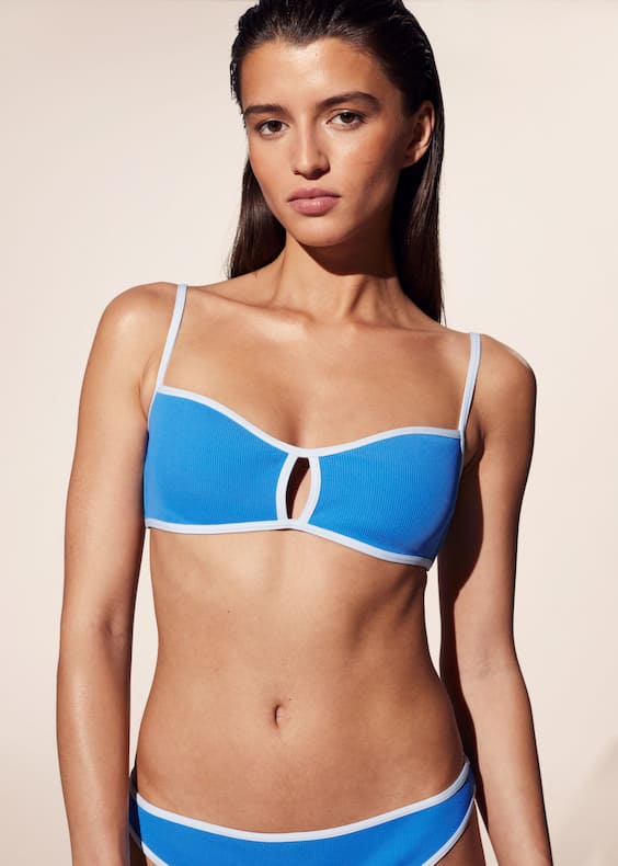Contrast-Trim Bikini Top