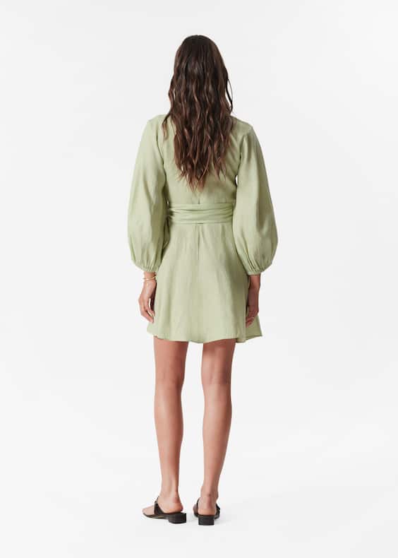 Linen Wrap Mini Dress