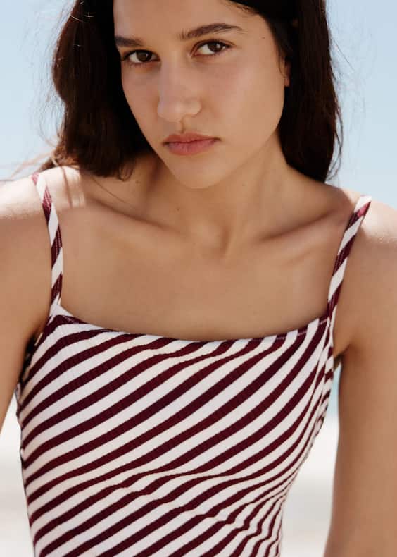 Straight-Neck Swimsuit