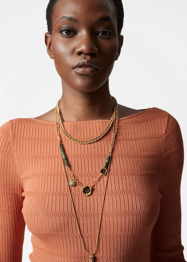 Knitted Boat-Neck Top