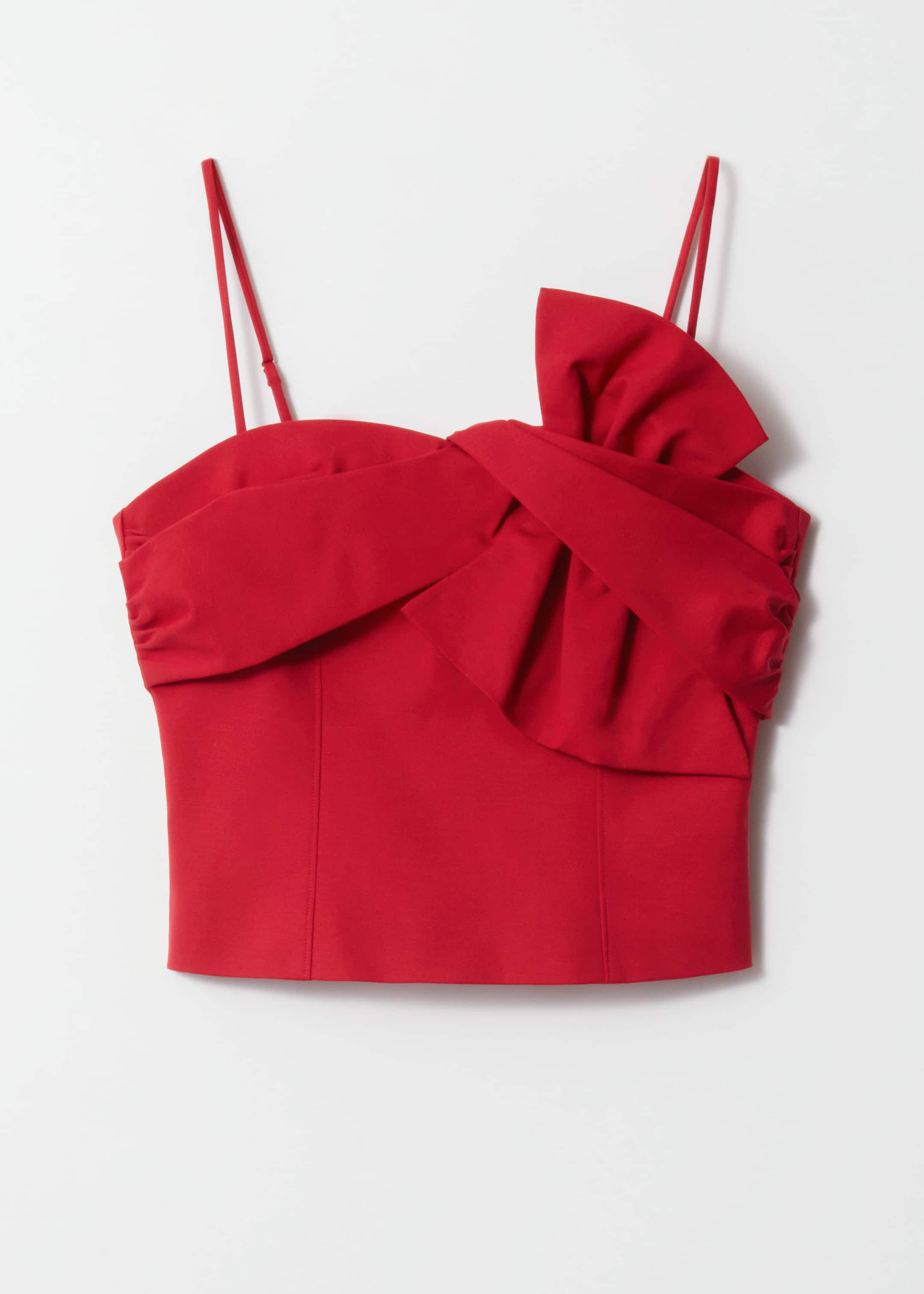 Cropped Bow Top - Red - Still Life