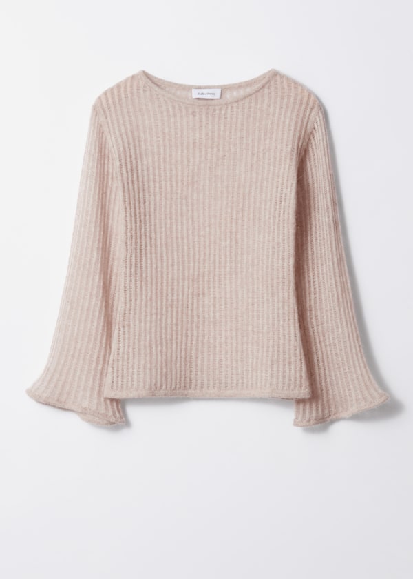 Fluted-Trim Ribbed-Knit Top