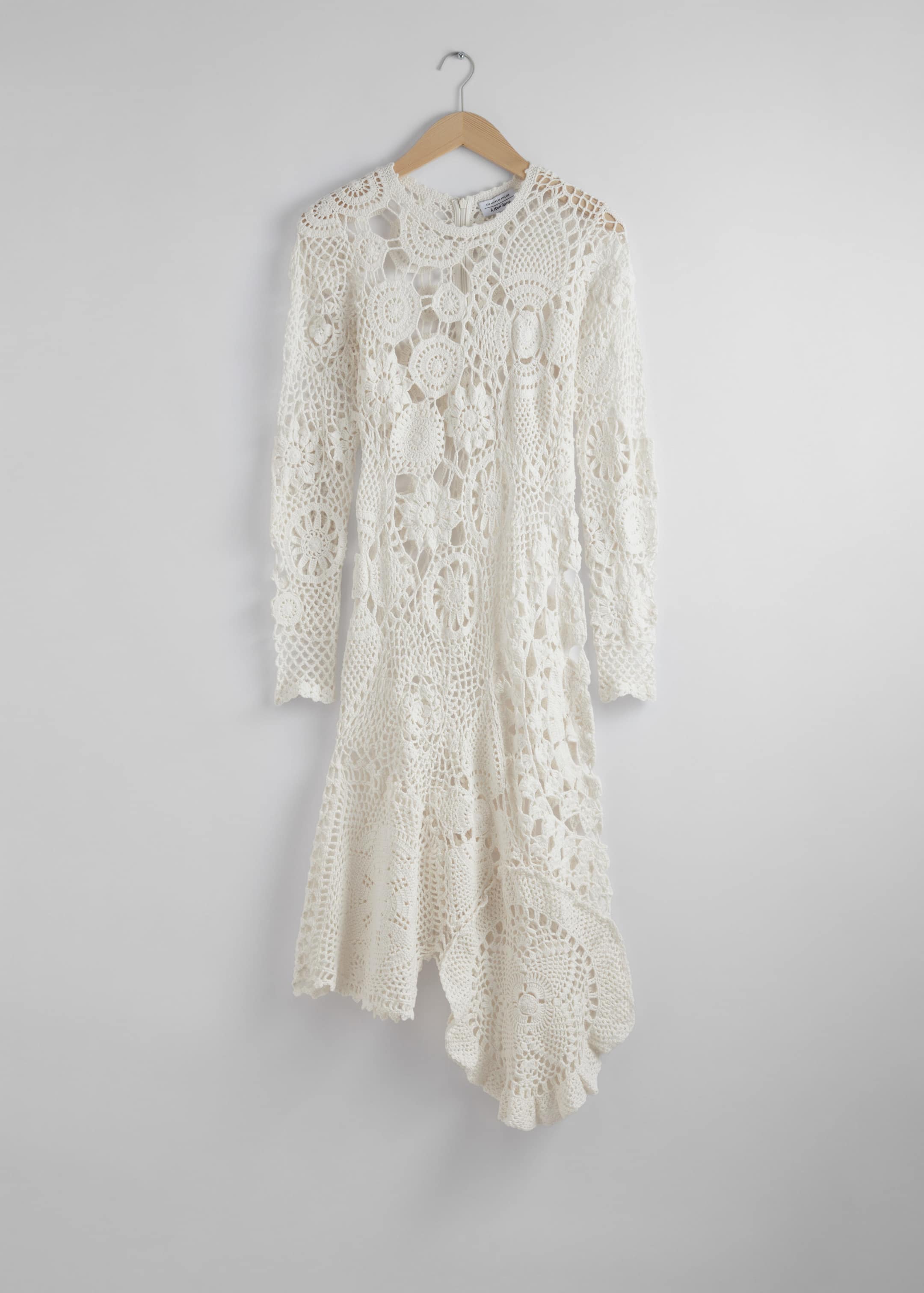 Crocheted Asymmetric Midi Dress - White - Still Life