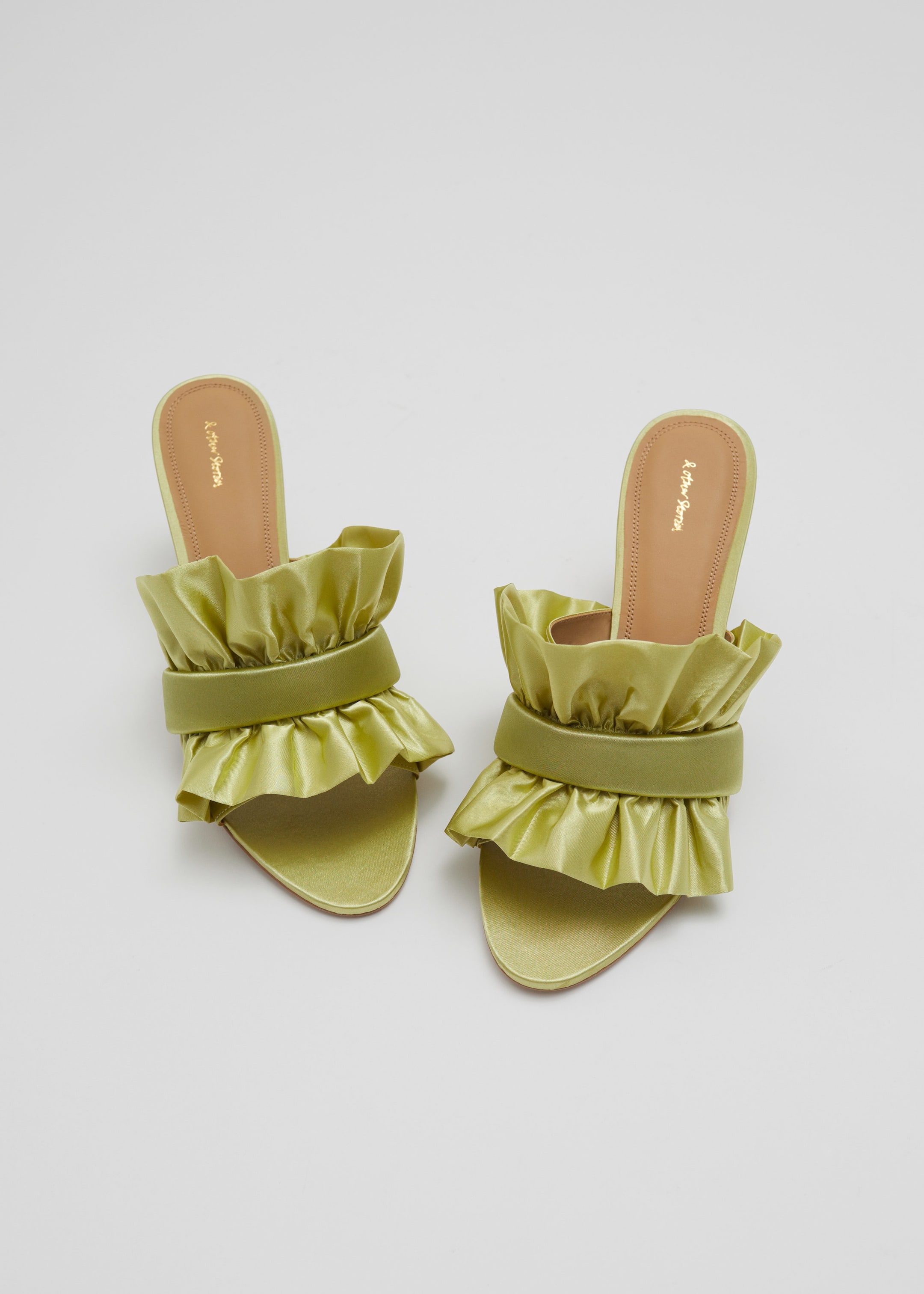 Satin Mules - Olive - Still Life