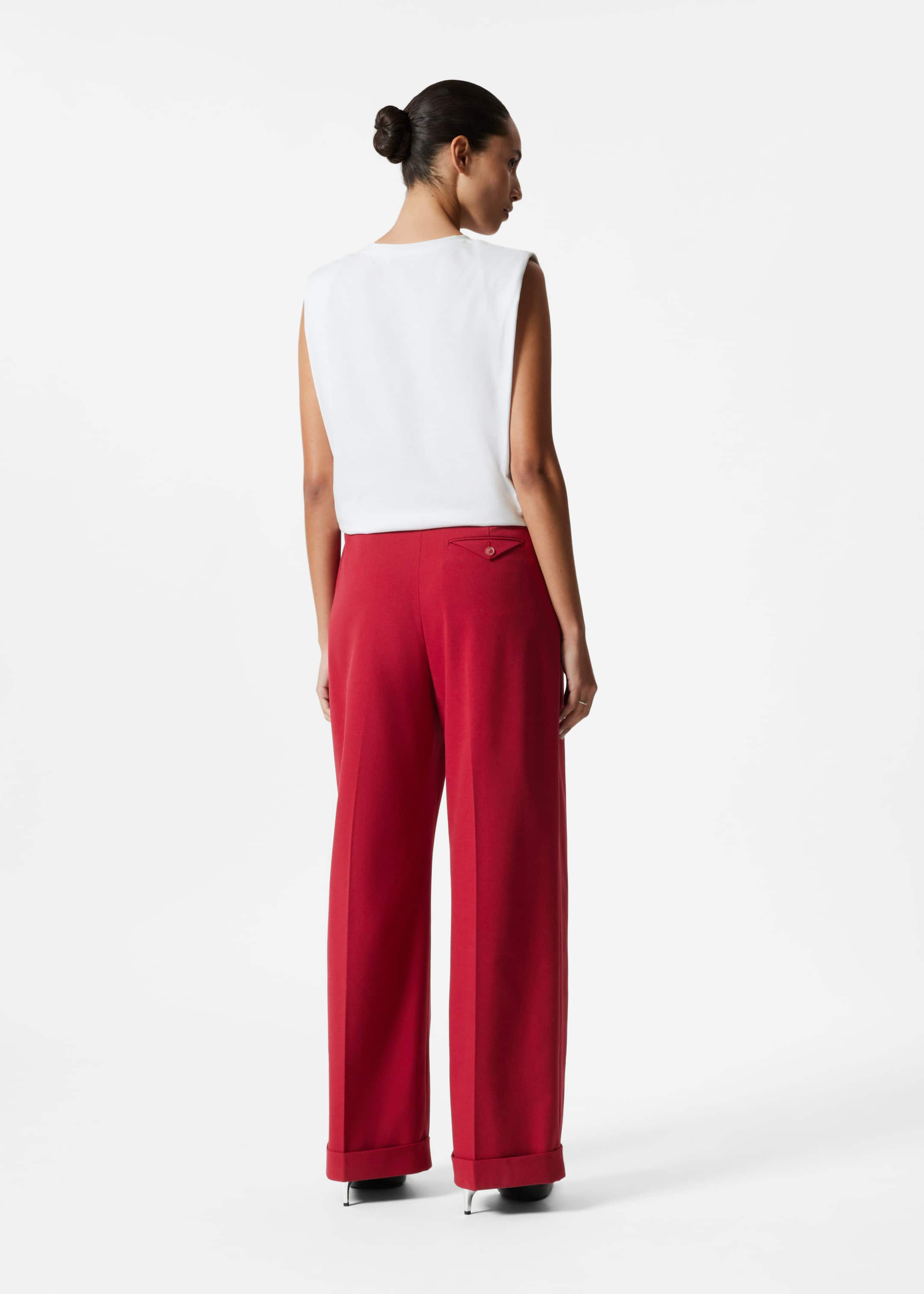 High-Waisted Tailored Trousers - Red - Lookbook