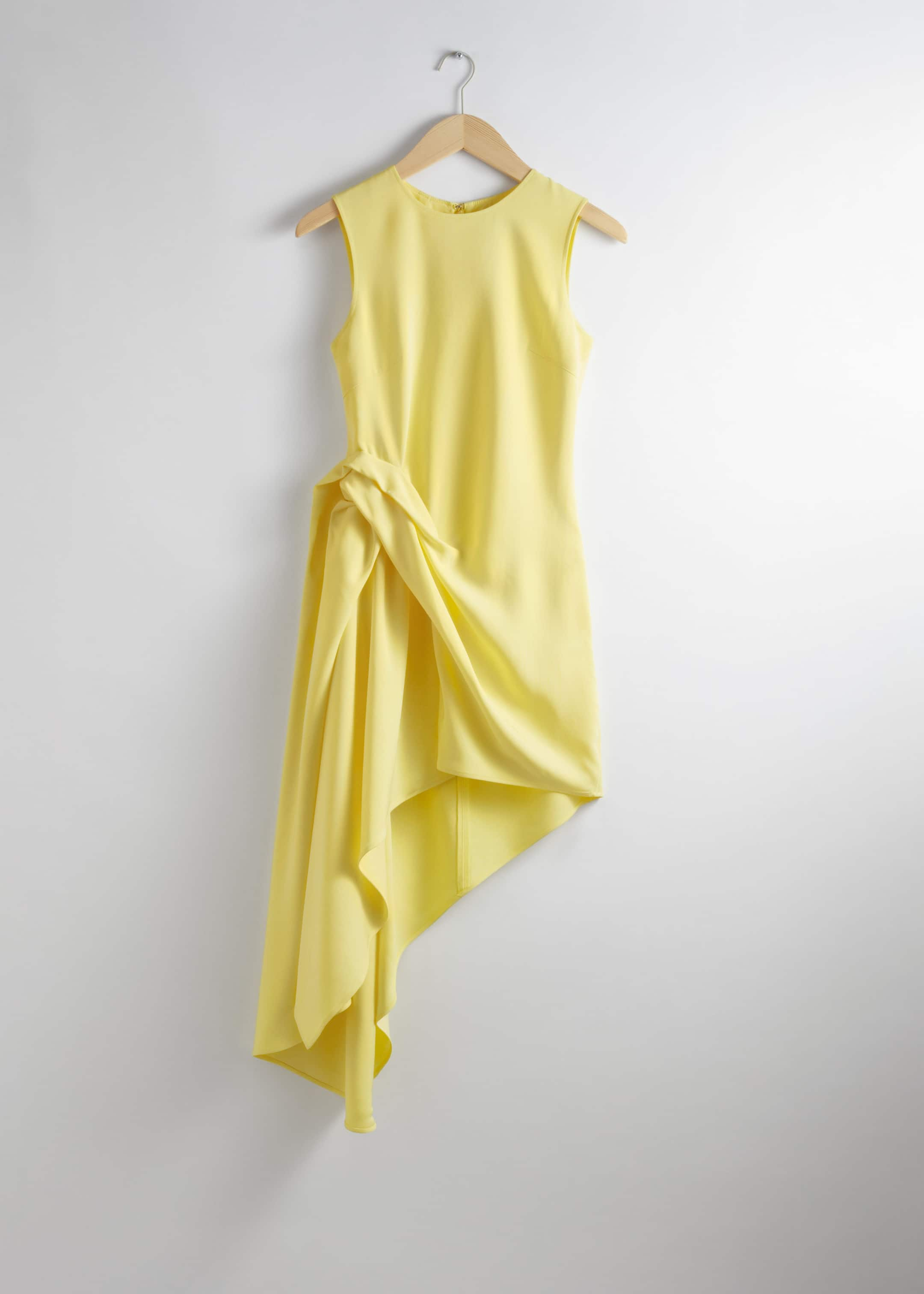 Robe midi asymétrique drapée - Jaune - Still Life