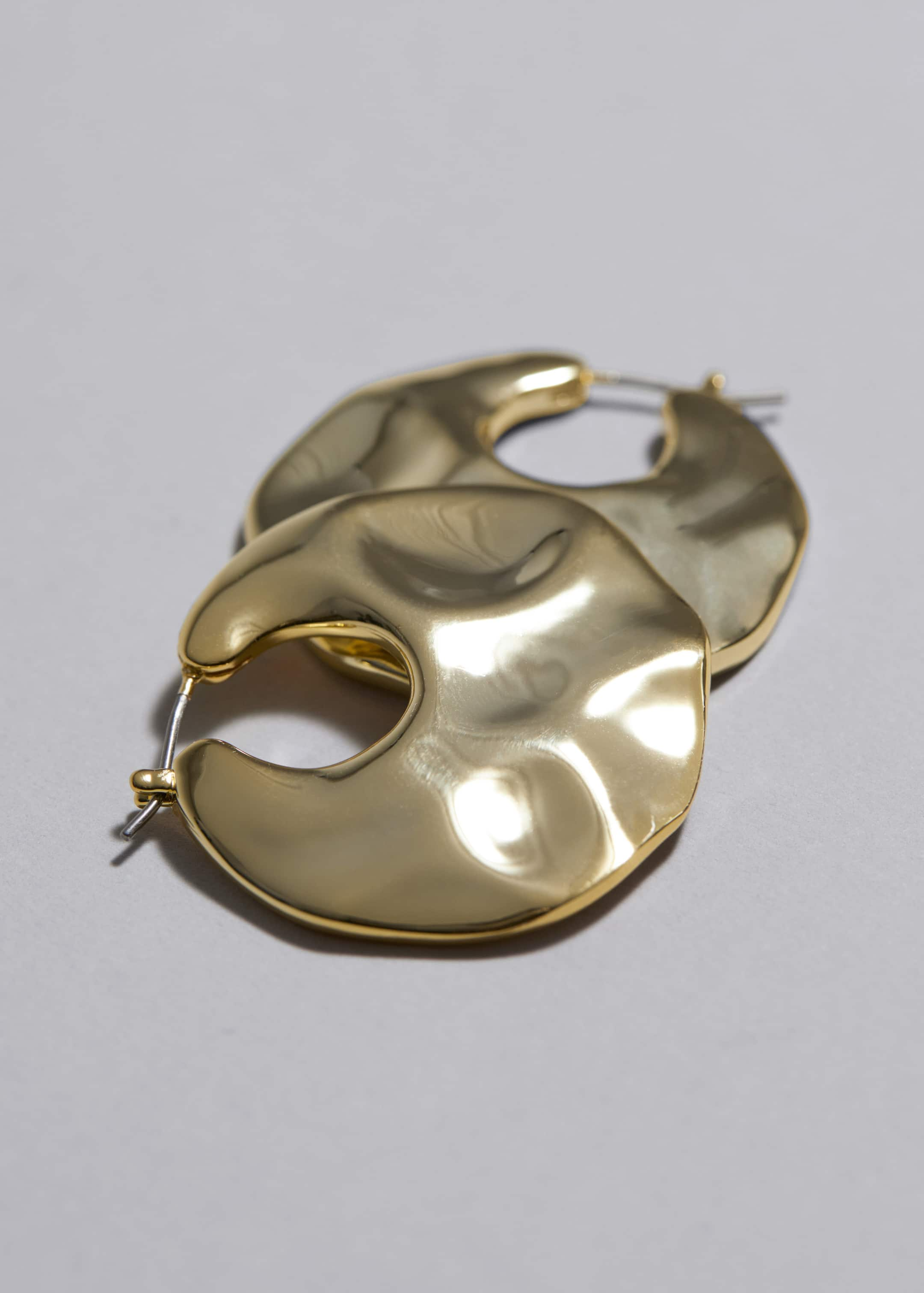 Organic Shaped Sculptural Hoops - Gold - Still Life