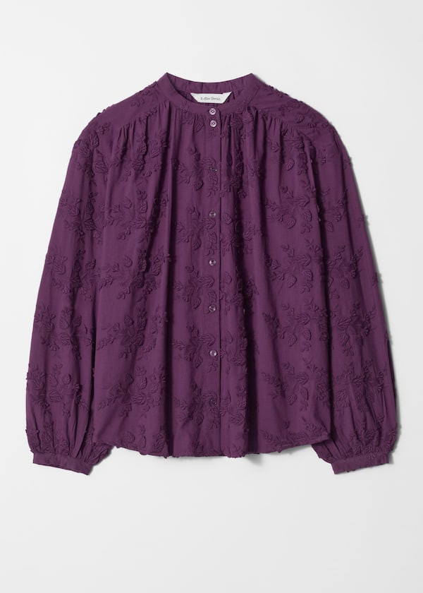 Voluminous Floral-Appliqué Blouse