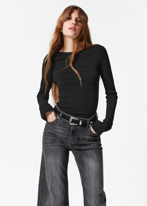 Knitted Boat-Neck Top