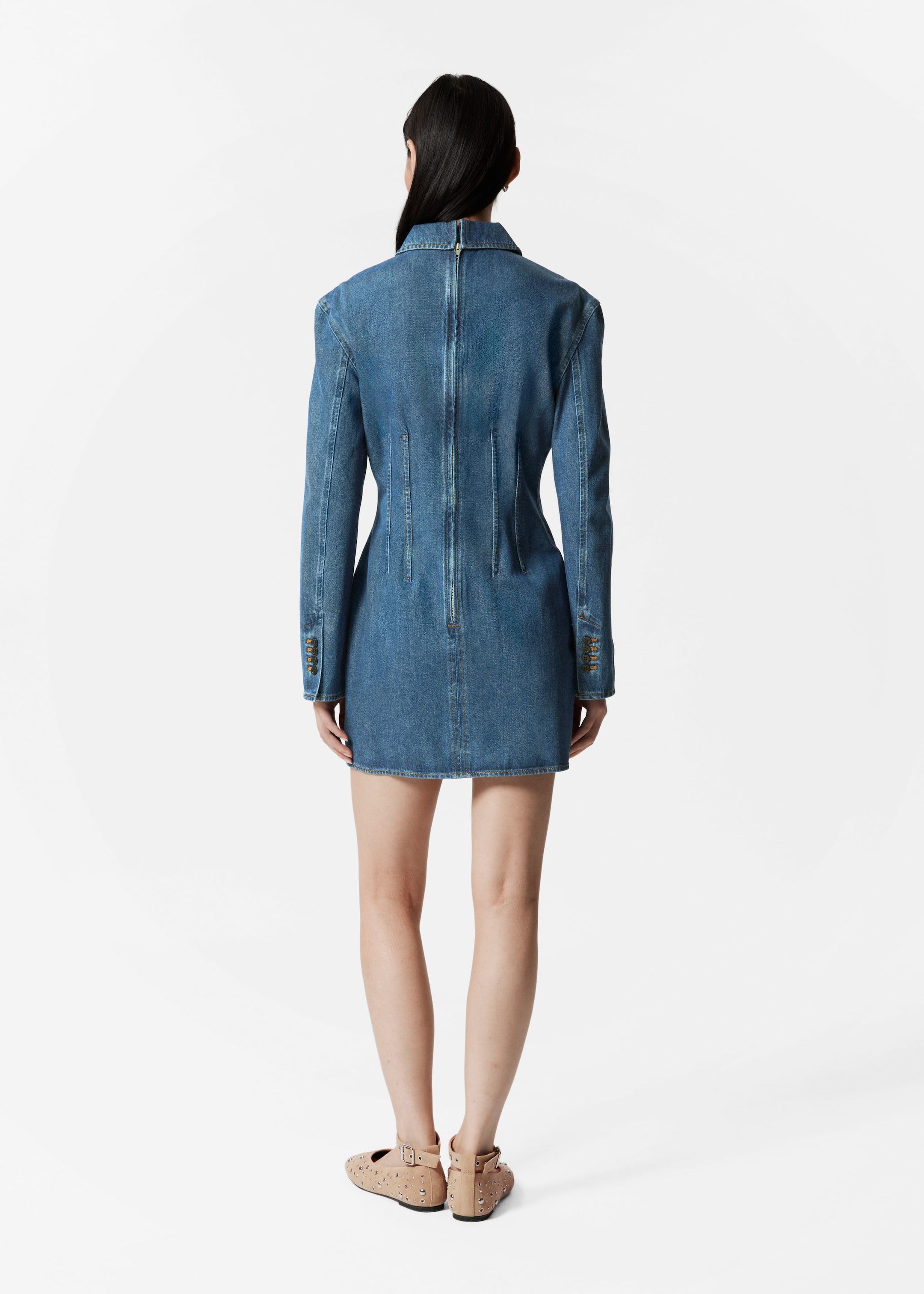 Robe courte en denim - Bleu - Lookbook